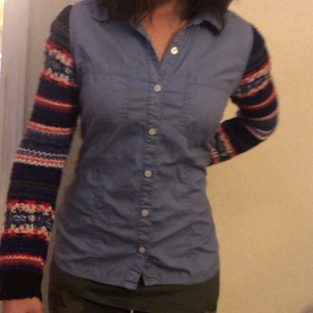 Free People Cotton Blue button up